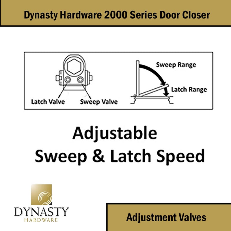 Dynasty Hardware Door Closer, Commercial Hydraulic Closer, Self-Closing, Spring Size 2, Surface Mount, Sprayed Duronotic Bronze, Series 2000 - Image 4